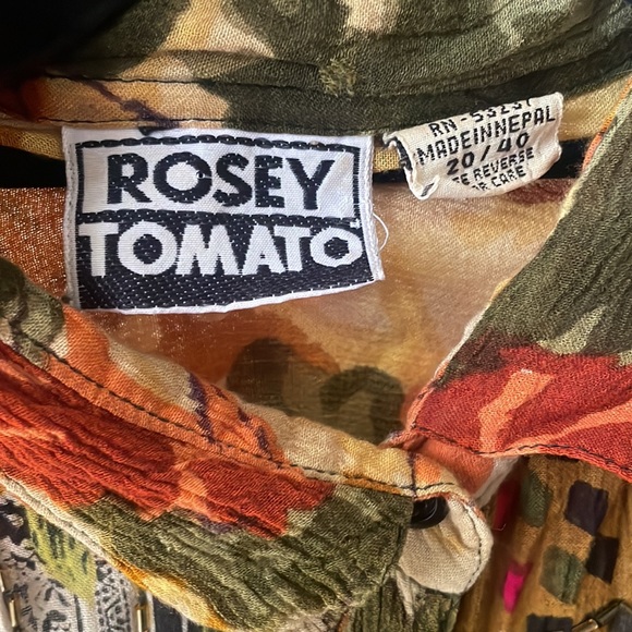 Vintage rayon mixed media patchwork long sleeve button down by Rosey Tomato - Picture 4 of 10